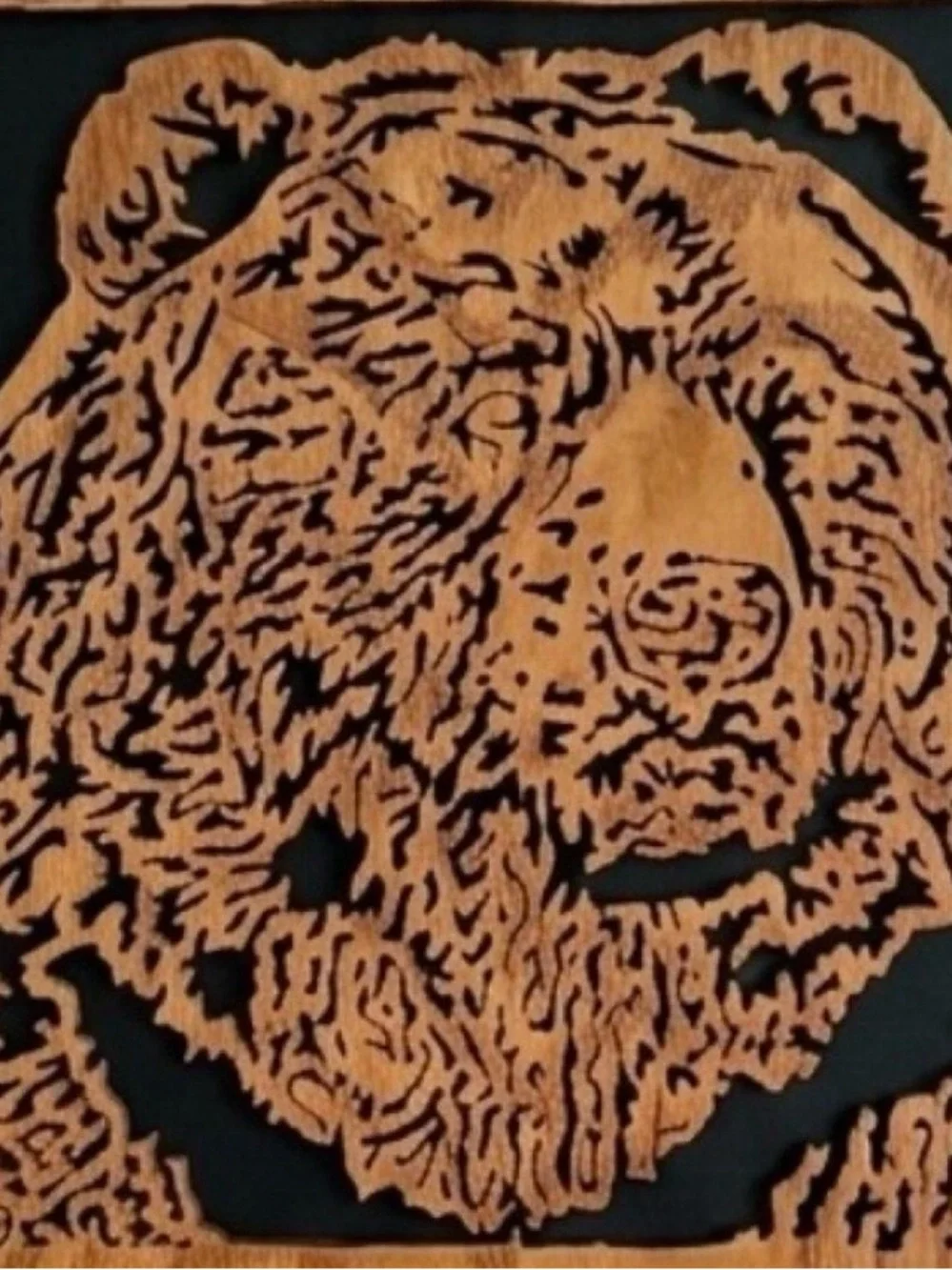 Handmade Wooden Bear Scroll Saw Art Framed